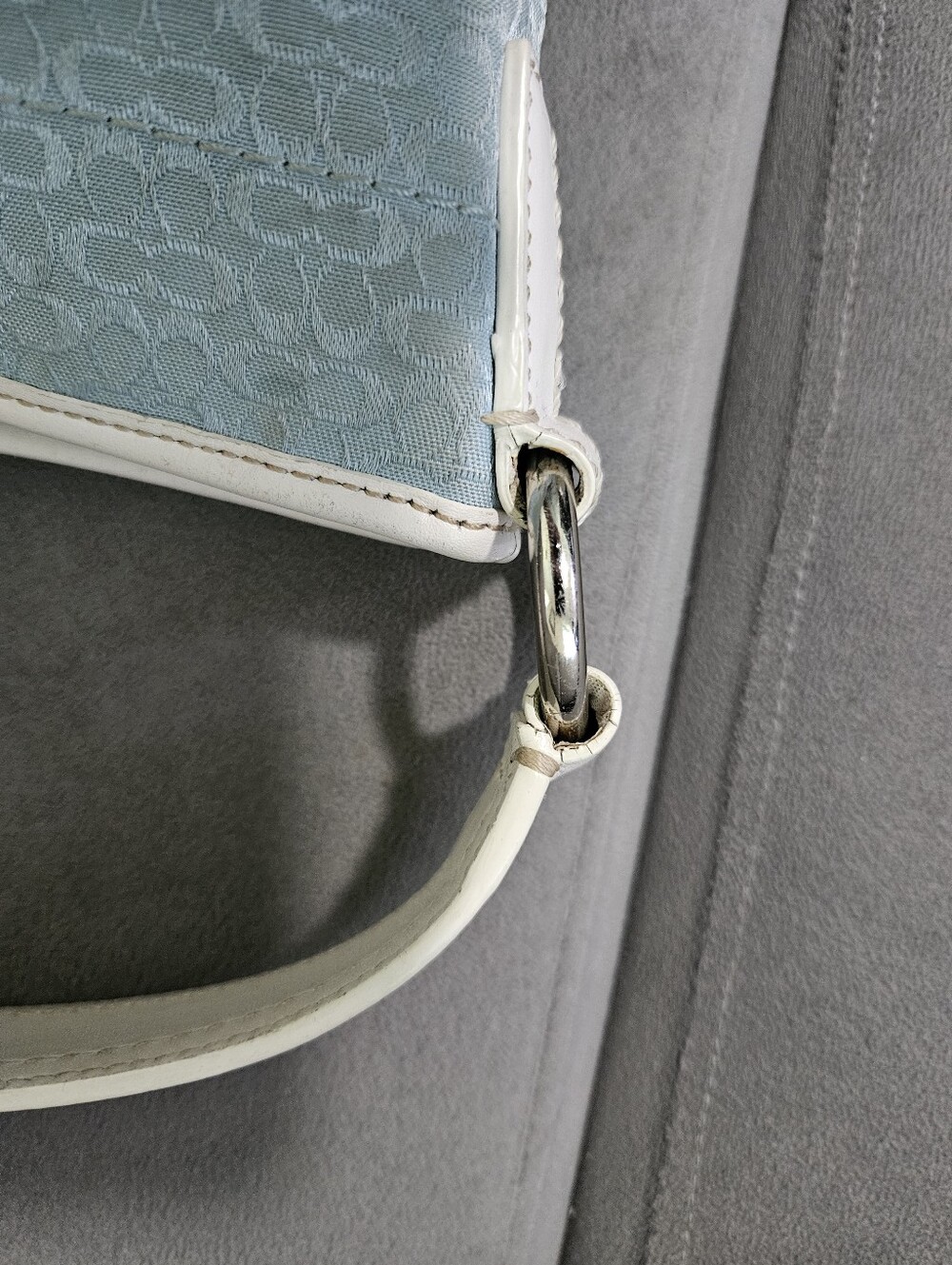 Coach Vintage Y2K Blue White Signature Monogram Canvas Leather Soho Shoulder Bag - Picture 7 of 16